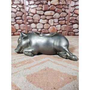 7" Morton's Steakhouse Vintage Pewter Sleeping Pig